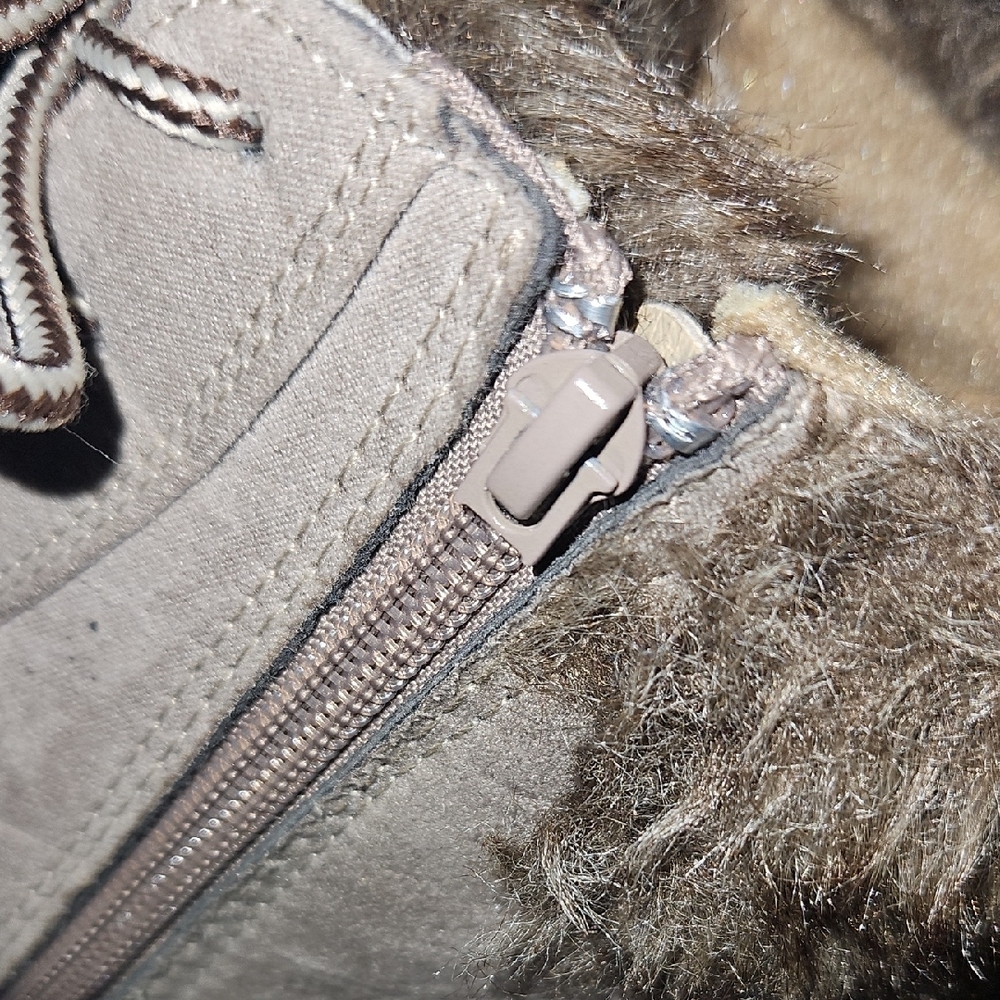 pop Taupe Faux Fur Lace-Up Winter Boots - Picture 6 of 8